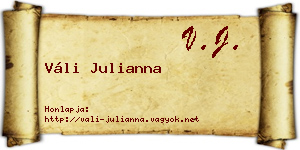 Váli Julianna névjegykártya